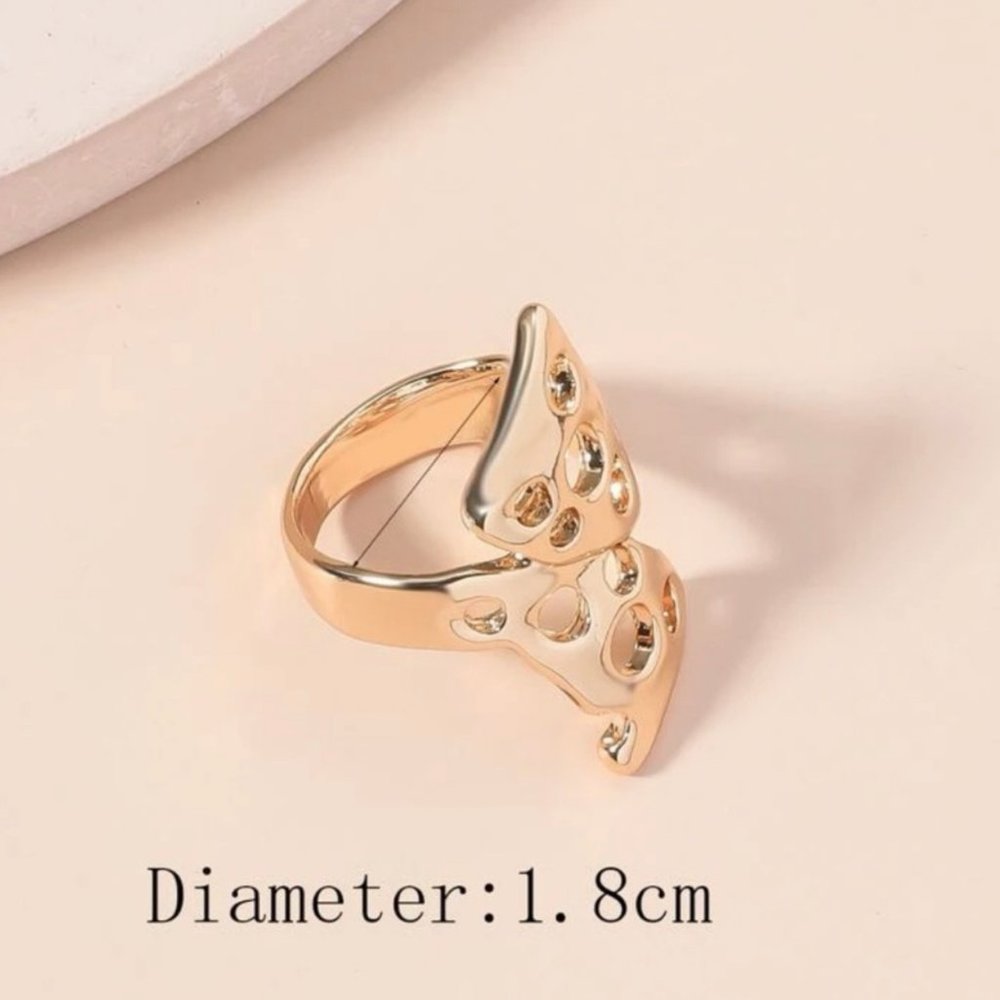 Gold Hollow Irregular Shaped Ring - Picture 2 of 4